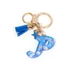 Llavero Colgante Temático Océano Azul con Borla de Estrella de Mar, Llavero de Resina Encanto para Bolso con 26 Letras