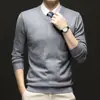 Suéter de Otoño e Invierno para Hombre, Tejido de Punto Grueso con Cuello en V y Mangas Largas Anti-Pilling para Hombres de Mediana Edad y Jóvenes, Suéter Básico Estilo Papá