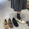 2026 Nuevo Estilo Zapatos de Piel Artificial Color Sólido Zapatos Individuales Estilo Casual Francés Otoño e Invierno Estilo Coreano Mocasines Zapatos de Algodón Zapatos de Piel