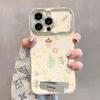 Funda 6D Galvanizada con Ventana Floral Miel para Teléfono Móvil Apple 15 iphone14/13 Soporte de Pulsera 12/11
