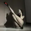 Medias sexys de encaje con liguero, lencería de una pieza, medias negras y blancas, pantimedias para la noche sin quitar, medias largas