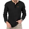 Camiseta Polo Casual de Manga Larga para Hombre de Color Sólido con Cuello Redondo y Botones, Estilo Nuevo Europeo y Americano, Transfronteriza, para Exteriores