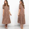 2021 comercio exterior transfronterizo Amazon eBay moda primavera y verano nuevo vestido de manga corta con estampado de leopardo plisado de gran vuelo ropa de mujer