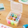 Estuche de lápices con compartimento de escritorio, caja de almacenamiento de plástico con sello para niños con tapa, mini caja de almacenamiento de papelería multifuncional transparente