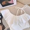 Chaleco de Verano para Niña con Hombro Descubierto 2025 Nuevo Verano Moda para Bebé Niña Tirantes Ropa para Niños Top sin Mangas con Volantes