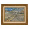 Moldura Dourada Retrô Campo de Pessegueiros em Flor de Van Gogh Céu Estrelado Estilo Pintura a Óleo Sala de Estar Entrada Pintura de Parede Emoldurada Pintura Decorativa Personalizado