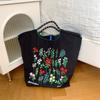 37231 japonês ballchain donut bordado saco de compras nicho commuter grande capacidade nylon shoulder bag