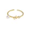 392 Estilo Coreano INS Nicho Design Simples Luz Luxo Elegante Pérola Borboleta Abertura S925 Anel de Prata Esterlina para Mulheres