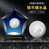 Trofeo de Cristal con Moneda de Plata Incrustada Medalla Conmemorativa de Plata Esterlina Moneda de Oro Oro Puro Listado Regalo de Aniversario Recuerdo de Jubilación