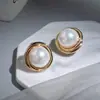 Pendientes Metálicos de Perla Espiral Retro Suaves Pendientes para Mujer Corea del Sur Simples de Alta Gama Moda Celebridad de Internet Pendientes Elegantes