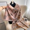 Bufanda de cachemira a cuadros retro para mujer, bufanda gruesa de invierno de doble cara para estudiante, chal para aire acondicionado, prenda exterior de moda