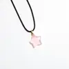 Pendente de Vidro Estrela de Cinco Pontas Cor de Geleia Colar com Cordão de Couro Estrela Fofa Doce Corrente de Clavícula Ajustável Estrela de Cinco Pontas