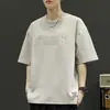 Camiseta de Verano Talla Grande para Hombre, Manga Corta, Nueva Moda Deportiva, Estampado Casual Versátil, Top Oversize, Camiseta de Media Manga