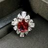 Alta Jóia Luxo Completo Diamante Vermelho Corindo Anel Brincos Pingente Internet Celebrante Transmissão ao Vivo Mesma Cor Conjunto de Colar de Tesouro