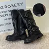 Botas Altas de Moda para Niños 2025 Otoño e Invierno Nuevo Estilo Hebilla de Cinturón Retro Moda Botas de Monta de Caña Alta para Niñas