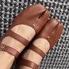 Versión de piel de vaca ~ 2024 nuevo Mary Jane de punta dividida zapatos plateados de una sola capa para mujer zapatos de ballet nube planos zapatos de leche