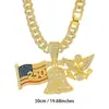 Collar Colgante Campana de la Libertad Águila Blanca Aniversario 250 de América Cadena Cubana Incrustada de Diamantes Aleación Accesorio Hip-Hop