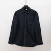 Camisa Masculina Nengmeng Linha Brilhante, Gola Escura Bordada, Bolso Bordado, Manga Longa, Design de Algodão Versátil, Camisa Casual