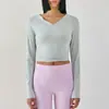 Moderna Ropa Deportiva de Secado Rápido con Cordones para Mujer, Top Profesional de Manga Larga para Pilates, Danza, Deportes, Corte Ajustado, Yoga