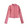 Fabricante mayorista de ropa para mujer transfronteriza 2026 cárdigan térmico de ajuste slim con cuello alto y cremallera y conjunto de pantalones de microcampana hasta el suelo