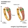Pendientes de Acero Inoxidable con Baño de Oro Real de 18K, Forma de U, Circonita Colorida, Forma de Serpiente, Completamente Incrustados con Diamantes, Lujo Accesible, Moda, Pendientes Versátiles