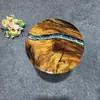 Oferta Especial Suministro de Fábrica Nogal Sudamericano Madera Maciza Resina Epoxi Estilo Río Artesanía Mesa Redonda Pequeña Mesa de Café