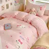 Juego de cama de tres piezas para dormitorio de estudiante universitario, estilo sábana bajera, 100% algodón puro, funda nórdica, sábana, ropa de cama, juego de seis piezas para colchón
