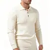2026 nuevo suéter de punto casual con cuello de solapa para hombre, suéter de punto acanalado de moda transfronteriza para hombre