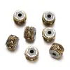 Prata antiga estilo Xizang costura bicolor padrão de nuvens auspiciosas contas cilíndricas contas de cintura contas de tambor contas dos oito tesouros acessórios de liga de prata Xizang para DIY
