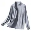 Chaqueta de protección solar de seda de hielo, nuevo modelo 2025 para hombre, corte holgado, talla grande, cuello alto, abrigo casual, secado rápido, fino, ropa de protección solar para primavera/verano