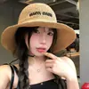 Chapéu de Palha Artesanal Tecido Vazado Estilo Japonês para Mulheres, Chapéu de Pescador com Aba Larga para Protetor Solar de Verão na Praia