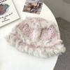 Gorro de lana Xingshi con pelo de conejo para mujer, otoño e invierno, lindo, cálido, protección para las orejas, circunferencia de cabeza grande, tejido a mano, gorro con cabeza de tigre, hace que la cara parezca pequeña
