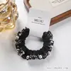 Cuerda para el pelo montada en tarjeta, Goma para el pelo de perlas de alta gama, Anillo de intestino pequeño de encaje a cuadros a la moda, Cuerda para el pelo, Accesorios para el pelo, Goma para coleta