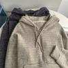 Chaqueta Sudadera de Felpa con Cremallera Estilo Conejo Retro Americano Estilo Coreano Otoño e Invierno Estilo Perezoso Cardigan Holgado Rayado Bloque de Color