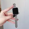 Adecuado para correa de reloj iwatch de metal con diamantes completos, cabeza de calva fina, fragancia pequeña, generación apple watch 7s8 se