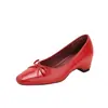 Sapatos Casuais Femininos Slip-On Estilo Retro de Corte Baixo 2026 Novo Modelo Laço Quadrado Aumenta Altura Sapatilhas