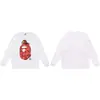 Moletom BAPE com estampa de cabeça de macaco estilo japonês, tendência transfronteiriça, gola redonda, unissex, corte solto, jaqueta de manga curta para outono e inverno