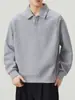 Muxi Roupa Outono Inverno Básico Versátil Retrô Casual Esportivo Camisa POLO Solta Ombro Caído Estilo Casal Top