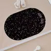 Alfombrilla de baño minimalista ovalada estilo coreano de tierra de diatomeas, de secado rápido y absorbente, antideslizante, ligera y elegante, con diseño moteado, adecuada para baño y entrada