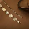 Corrente de Cintura Oval Metálica Esculpida Estilo Retrô Boêmio para Mulheres Versátil para Vestidos Jeans Decoração Cincha de Cintura