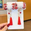 Pente de hanfu estilo chinês para crianças, pente festivo de Ano Novo, adorno de cabeça de laço estilo antigo, flor, menina de Ano Novo, acessórios de cabelo para traje Tang