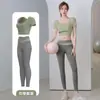 Traje Cruzado de Manga Corta con Almohadilla en el Pecho para Mujer, Moldeador de Abdomen, Elástico, Secado Rápido, Para Correr, Fitness, Yoga, Pantalones de Cintura Alta