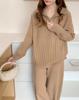 Conjunto de Suéter de Moda de Alta Qualidade Feminino Outono e Inverno Estilo Preguiçoso Gola com Zíper Malha Calça de Cintura Alta Wide Leg Conjunto de Duas Peças
