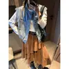 Chaleco Jacket de Mezclilla Suelto Casual Layered Estilo Blogger Casual Lavado Vintage Versátil Mq1141
