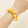 Pulseira Tendência Estilo Antigo Dourado Areia Cobre Dourado Escovado Pontos de Diamante Flor de Íris Pulseira Luxo Leve Ouro de Imitação Cor Duradoura Pulseira Resistente ao Desbotamento