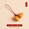 Cadena para teléfono colgante de calabaza tallada en madera de durazno natural para hombres y mujeres, accesorio de llavero de coche, amuleto de paz y fortuna