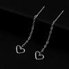 Plata S999 Simple Estrella Luna Línea de Oreja para Mujer Estilo Frío Ins Elegantes Aretes Cuadrados con Borla Estilo Coreano