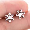 Pendientes de Copo de Nieve Estilo Coreano Sencillos y Personalizados Otoño e Invierno Regalos de Navidad de Acero Inoxidable Transfronterizos Europeos y Americanos Venta al por Mayor