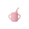 Vaso para refrigerios para niños vajilla para bebés vaso para refrigerios para bebés portátil asa binaural vaso con pipeta para niños vaso para aprender a beber silicona