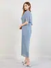 Vestido Elegante Estilo Francês Feminino Verão 2024 Novo Conjunto de Duas Peças com Xale Protetor Solar para Férias na Praia